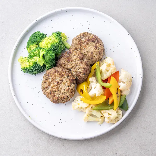 Wagyu Beef Pattie With Oven Roasted Vegetables